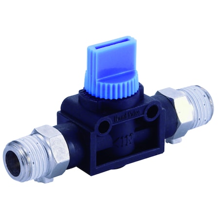 Fluidfit Fitting, Hand Valve, Male Nipple, 1/8" Male NPT x 1/8" Male NPT HVM-N1-N1